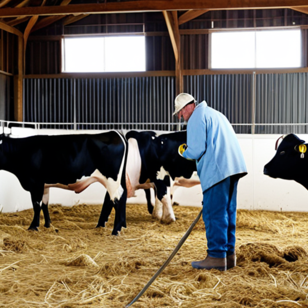 축산업 실무자 성공 스토리 - **Healthy Livestock:** "A herd of well-cared-for livestock (cows/buffalo) in a clean, spacious barn,...