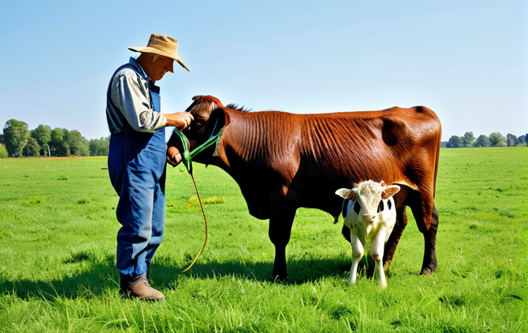 축산업 실무자 성공 스토리 - **Healthy Livestock:** "A herd of well-cared-for livestock (cows/buffalo) in a clean, spacious barn,...