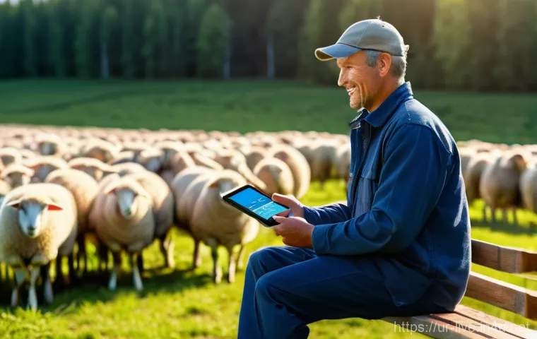축산업 농장 자동화 성공 사례 - **Prompt: Automated Livestock Care and Smart Monitoring**
    A modern, impeccably clean livestock f...