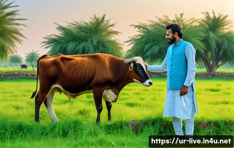 축산업 자격증 준비과정 - **Prompt:** A respected, middle-aged Pakistani farmer, with kind eyes and a gentle smile, wearing a ...