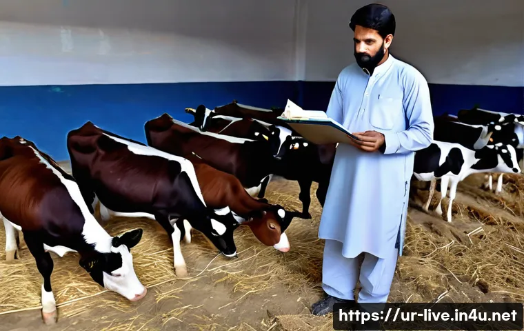 축산업 취업률 높은 자격증 - A professional agricultural training classroom in a rural Pakistani setting, featuring adult male an...