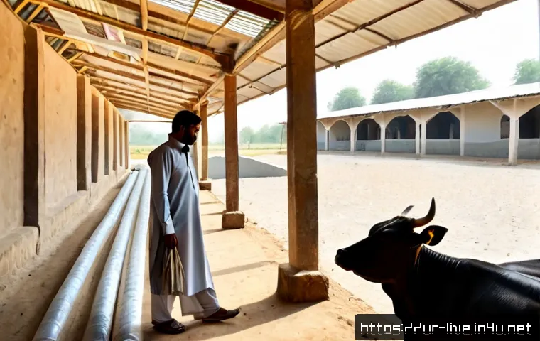 Home 17 축산업 사육 환경 개선법 - Photorealistic modern dairy cattle shed in rural Pakistan, healthy cows resting on clean dry bedding...